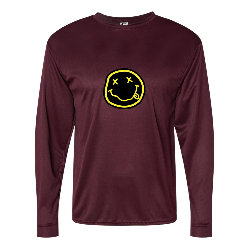 Men's Nirvana Yellow and Black Face Performance Long Sleeve T-Shirt