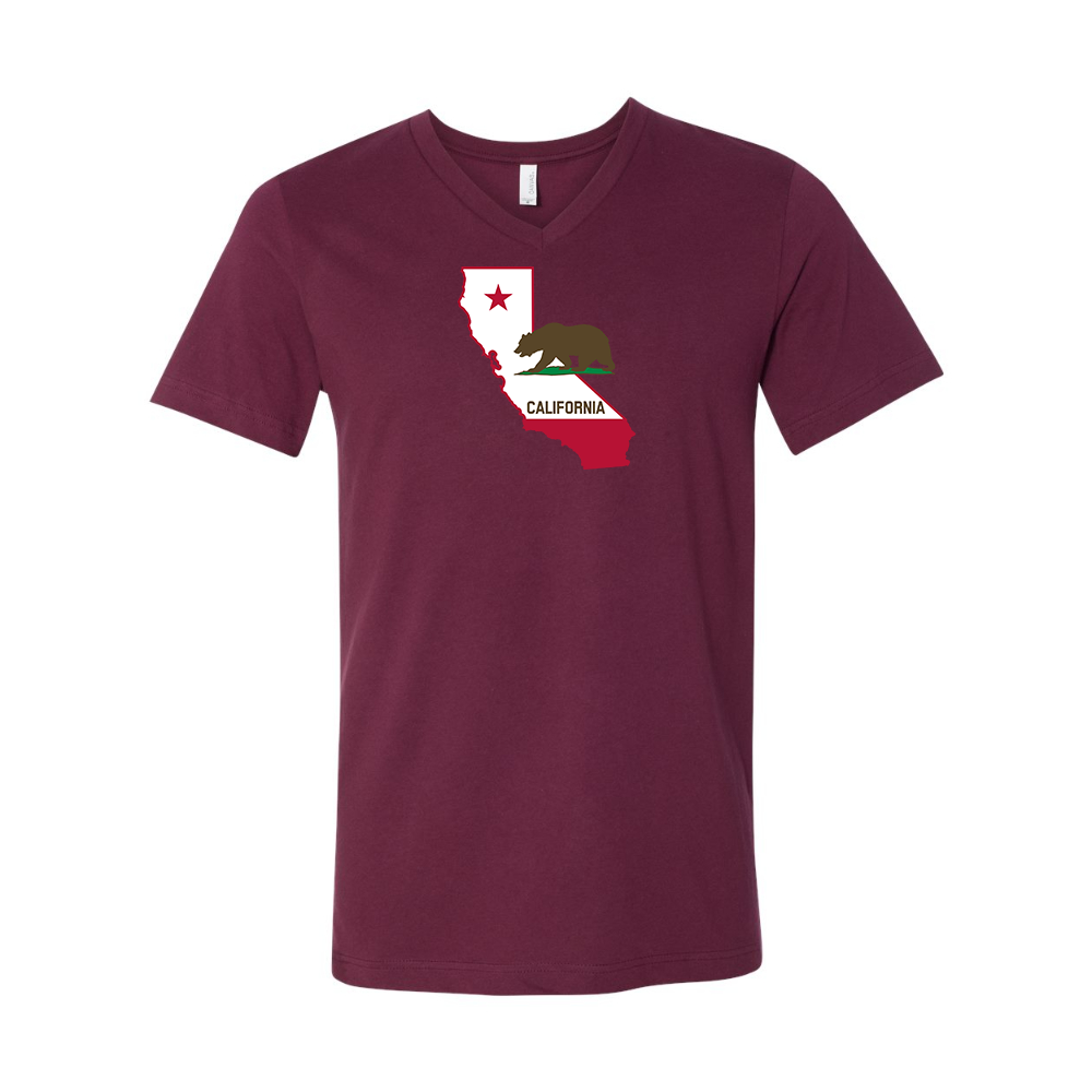 California Bear Map  BELLA  CANVAS - Jersey V-Neck T-Shirt