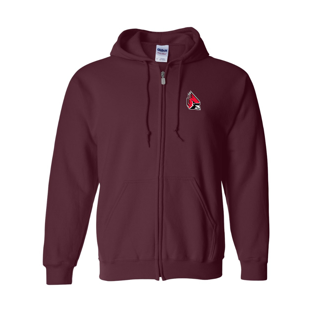 Men's  Ball State Cardinals Gildan  Heavy Blend Full Zip Hooded Sweatshirt