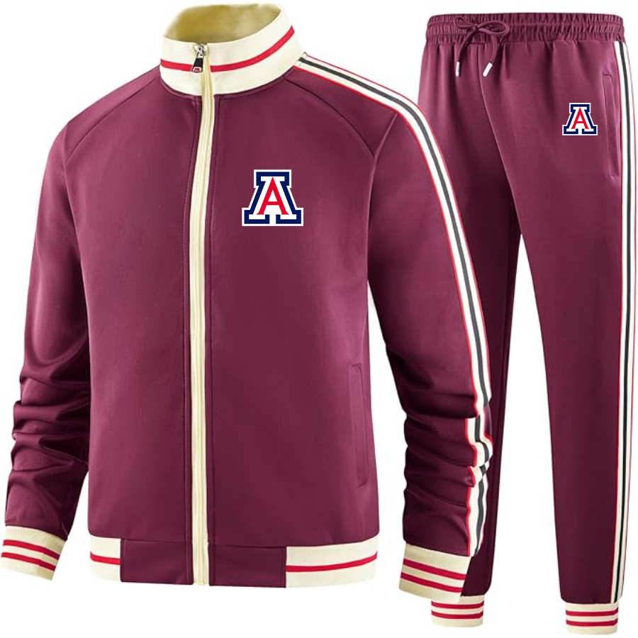 Men's  Arizona Wildcats Two Piece Designer Tracksuit with Bold Striped Accents and Zippered Front Elevated Athletic Wear