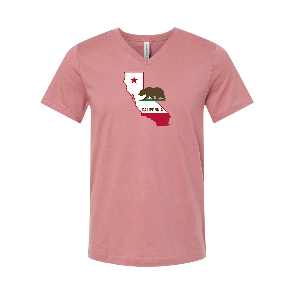 California Bear Map  BELLA  CANVAS - Jersey V-Neck T-Shirt