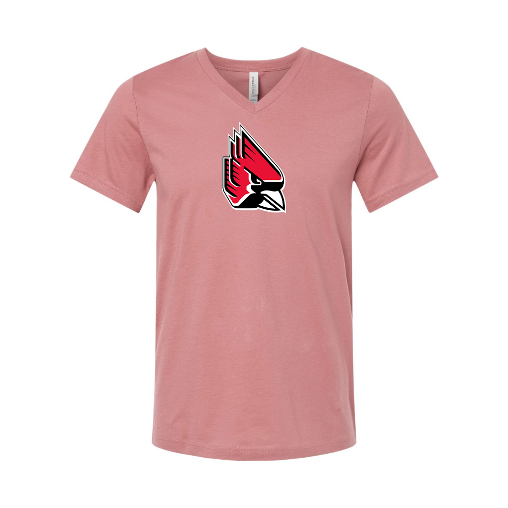 Ball State Cardinals BELLA  CANVAS - Jersey V-Neck T-Shirt