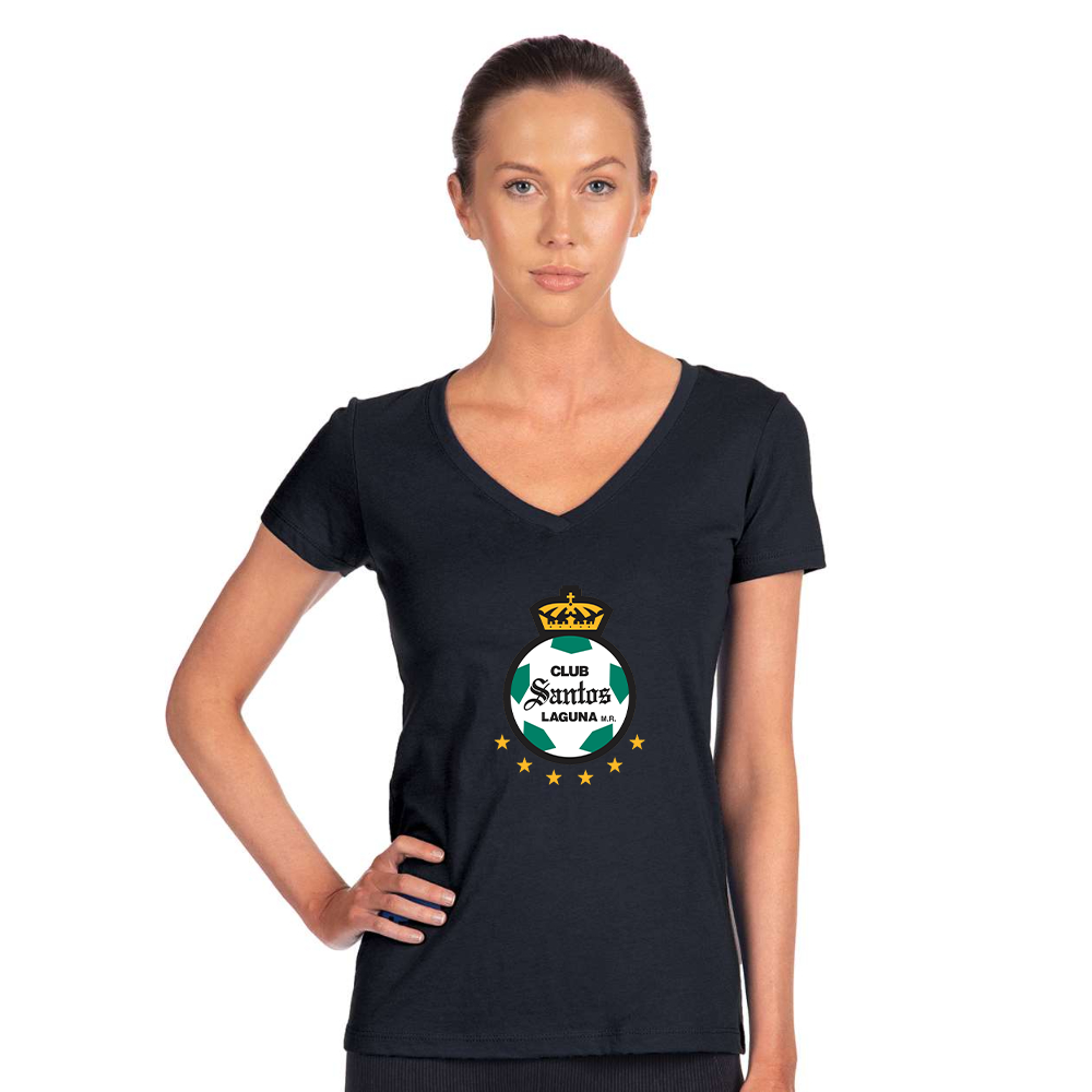 Women's Santos Laguna Soccer  Next Level V-Neck T-Shirt