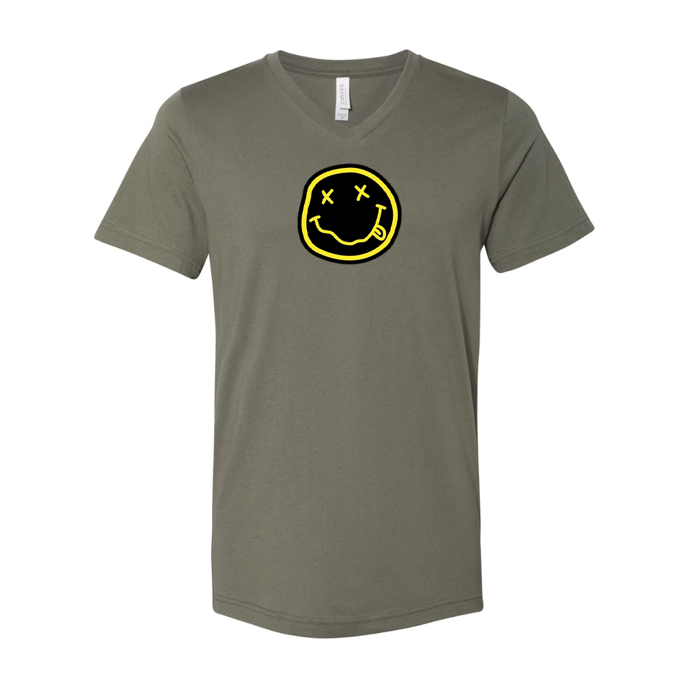 Nirvana Yellow and Black Face BELLA  CANVAS - Jersey V-Neck T-Shirt