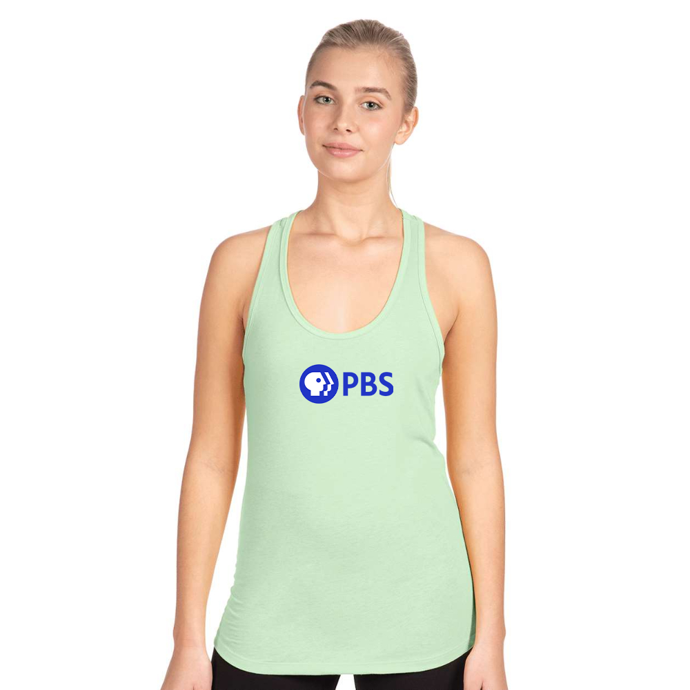 Women's PBS Blue  Next Level Ideal Racerback Tank