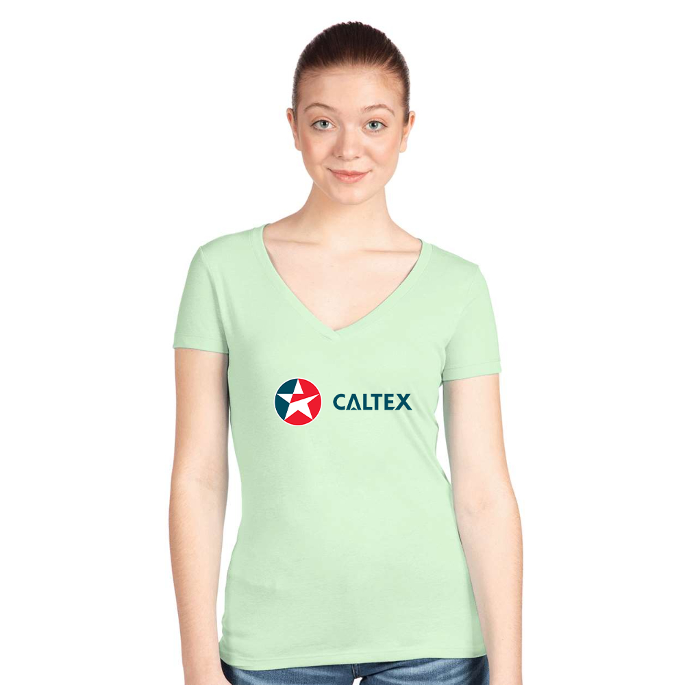 Women's Caltex Gas Station  Next Level V-Neck T-Shirt