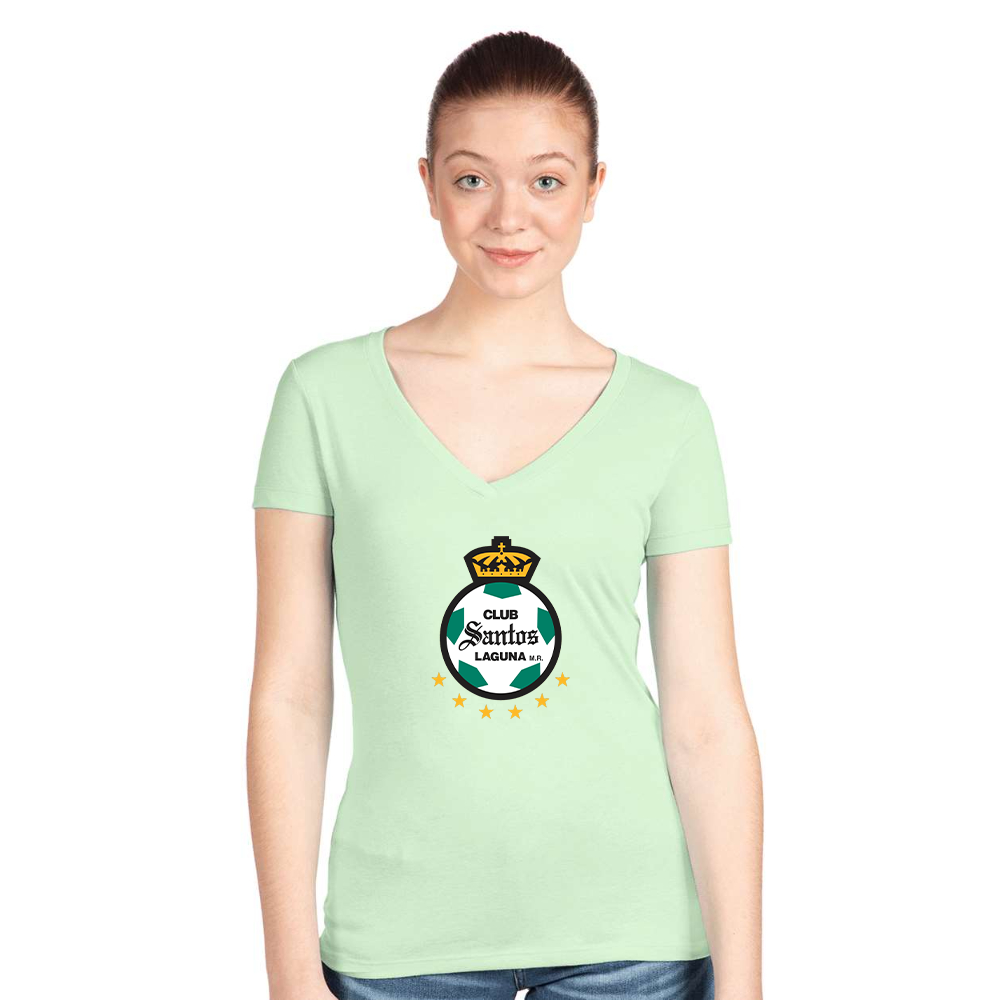 Women's Santos Laguna Soccer  Next Level V-Neck T-Shirt