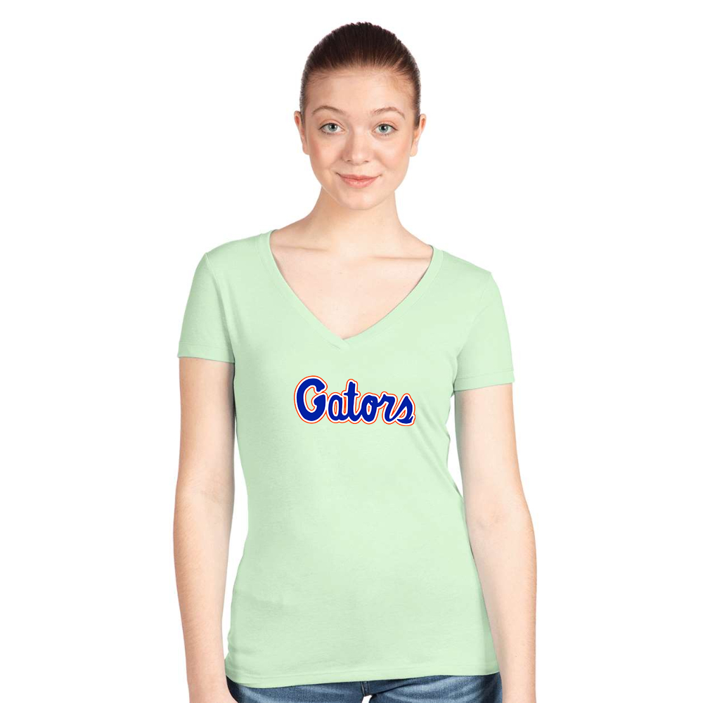 Women's Florida Gators Script  Next Level V-Neck T-Shirt
