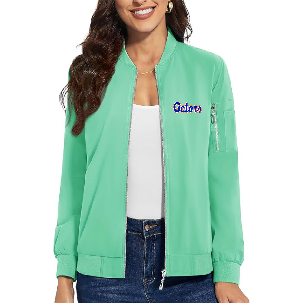 Women's   Florida Gators Script  Premium Bomber Jacket with Polished Detailing and Functional Sleeve Pocket Modern Luxury Outerwear