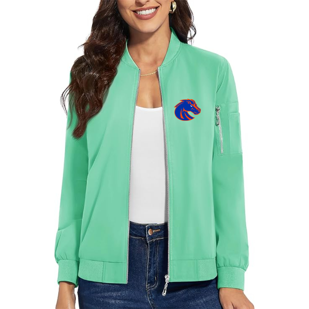Women's Boise State Broncos  Premium Bomber Jacket with Polished Detailing and Functional Sleeve Pocket Modern Luxury Outerwear