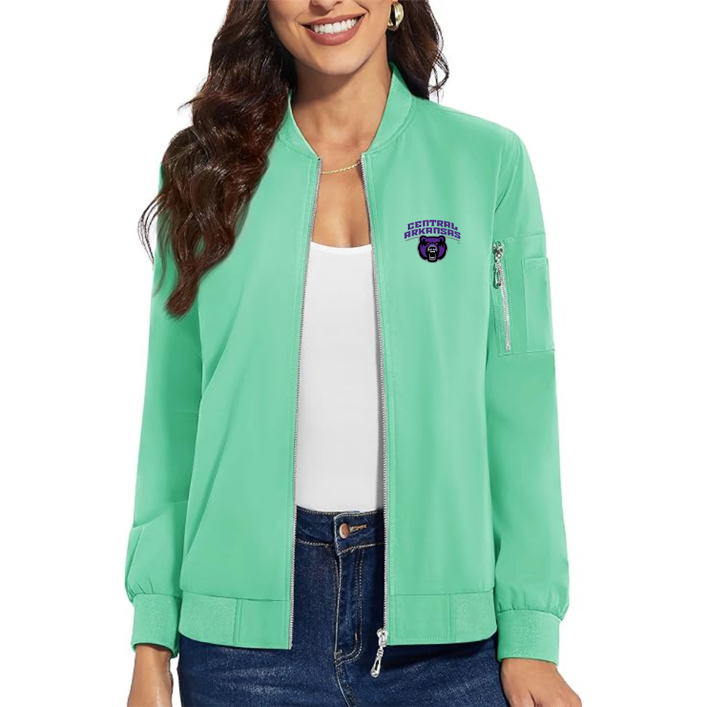 Women's Central Arkansas Bears   Premium Bomber Jacket with Polished Detailing and Functional Sleeve Pocket Modern Luxury Outerwear