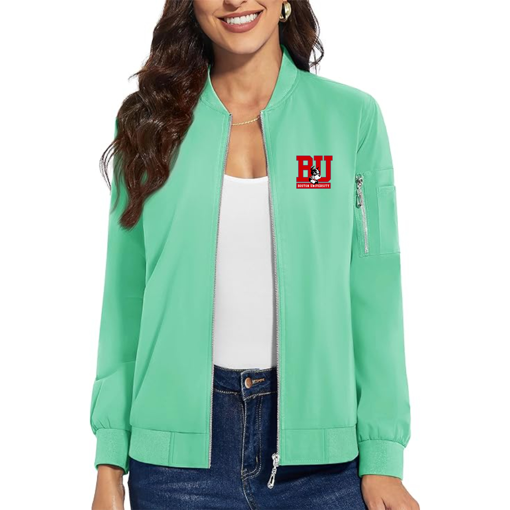Women's Boston University Terriers  Premium Bomber Jacket with Polished Detailing and Functional Sleeve Pocket Modern Luxury Outerwear