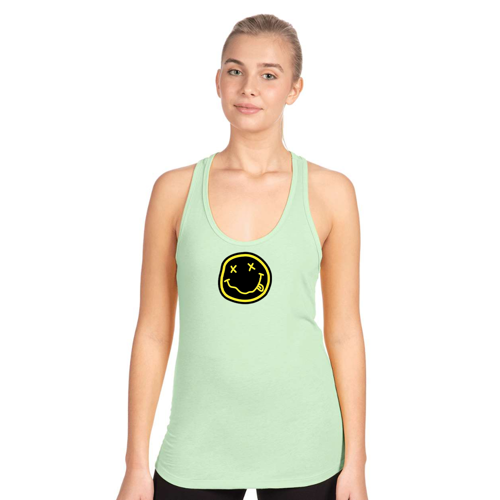 Women's Nirvana Yellow and Black Face Next Level Ideal Racerback Tank