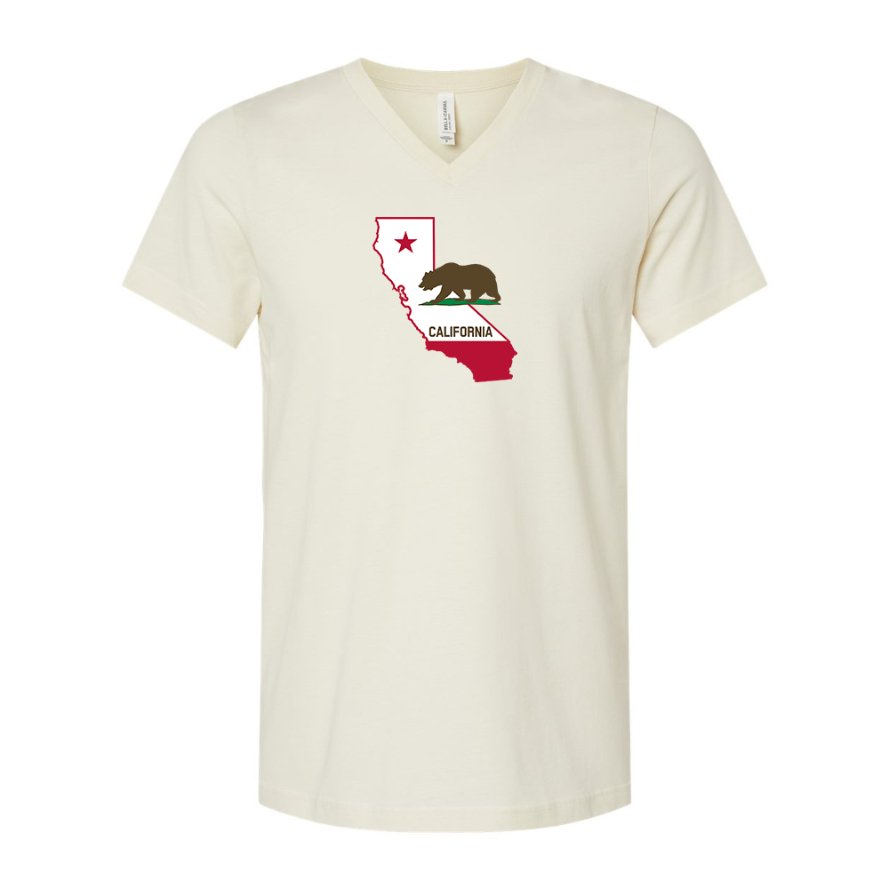 California Bear Map  BELLA  CANVAS - Jersey V-Neck T-Shirt