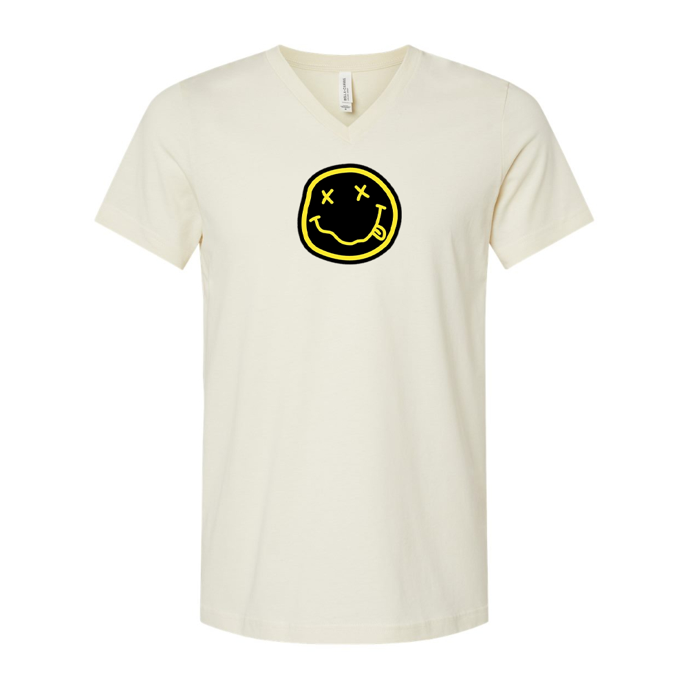 Nirvana Yellow and Black Face BELLA  CANVAS - Jersey V-Neck T-Shirt