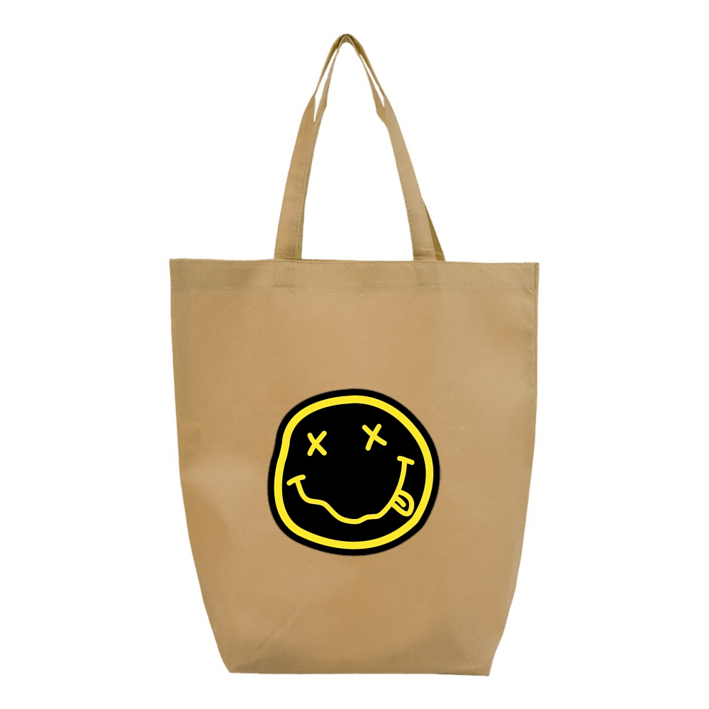 Nirvana Yellow and Black Face Q-Tees Non-Woven Gusset Bottom Tote