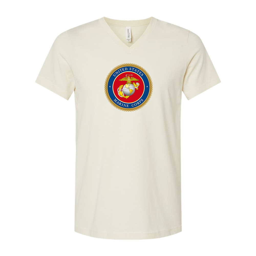 USMC Emblem BELLA  CANVAS - Jersey V-Neck T-Shirt