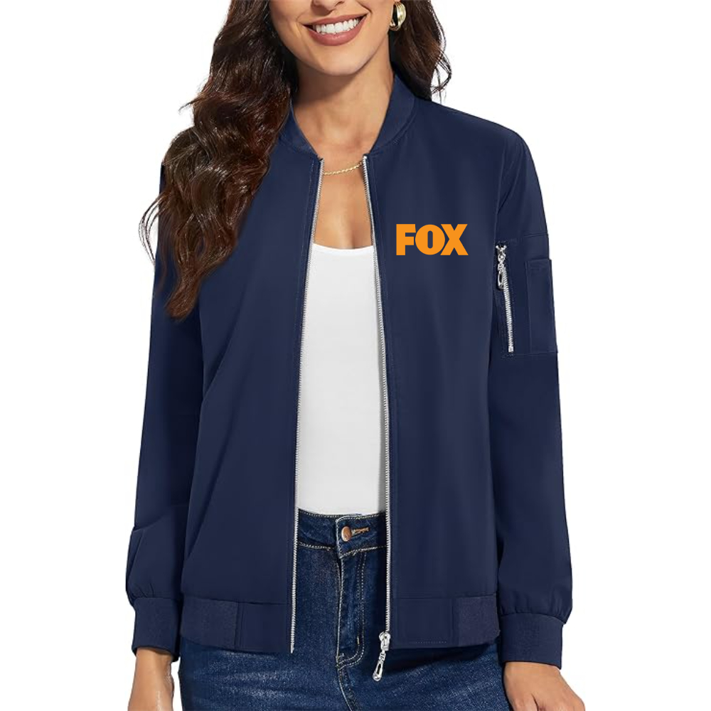 Women's  Fox  Premium Bomber Jacket with Polished Detailing and Functional Sleeve Pocket Modern Luxury Outerwear