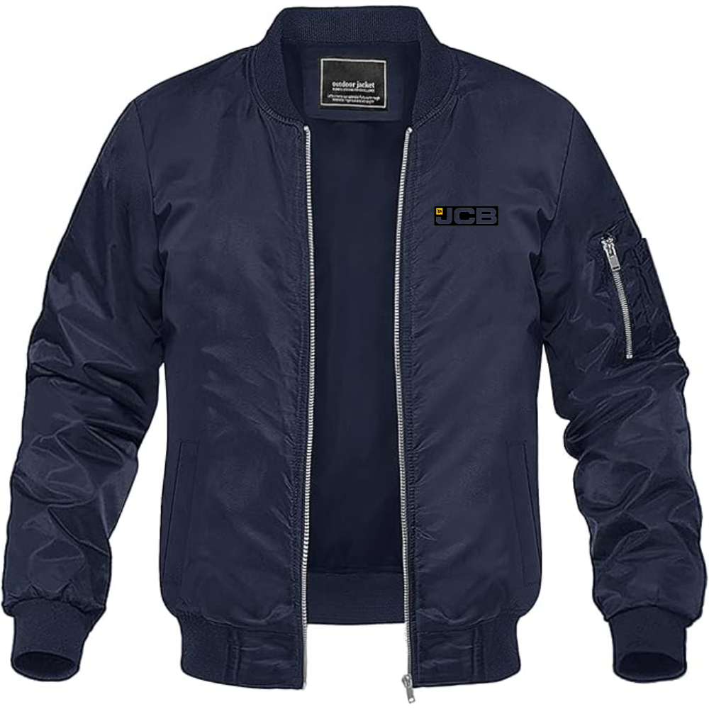Men's JCB Logo Lightweight Bomber Jacket Windbreaker Softshell Varsity Jacket Coat