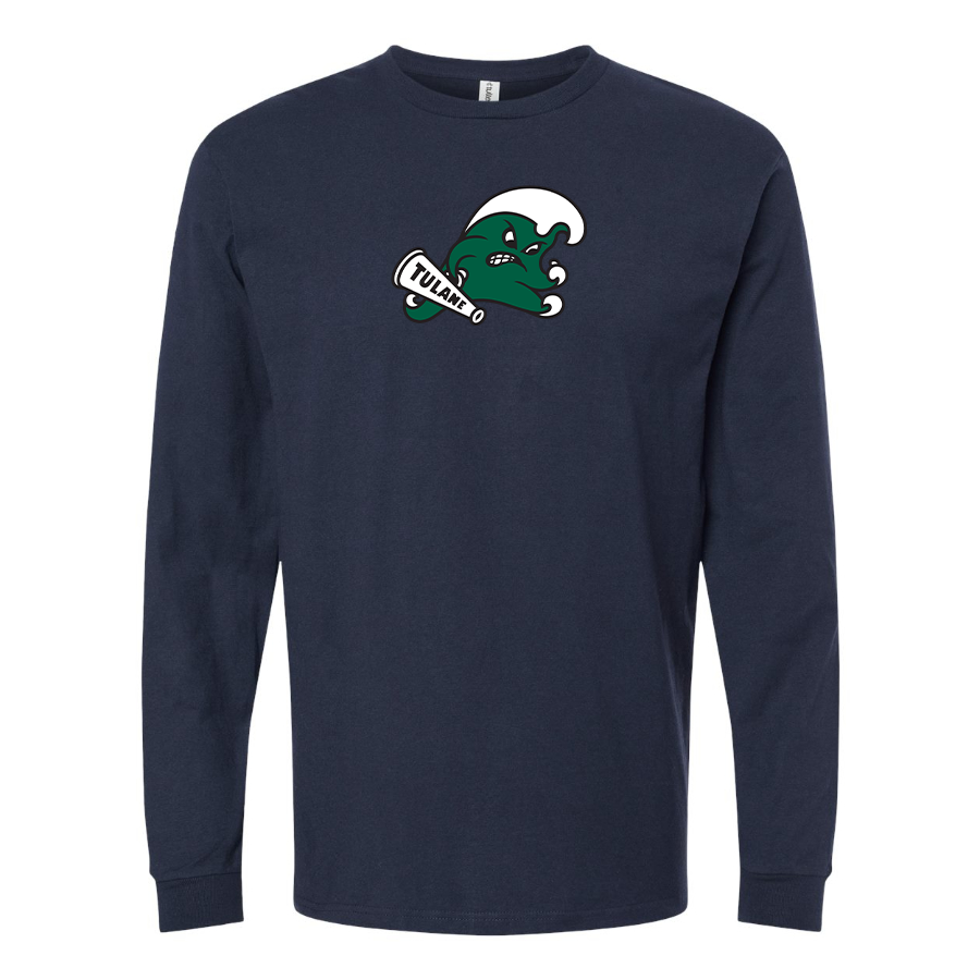 Men's Tulane Green Wave Logo  Cotton Long Sleeve T-Shirt