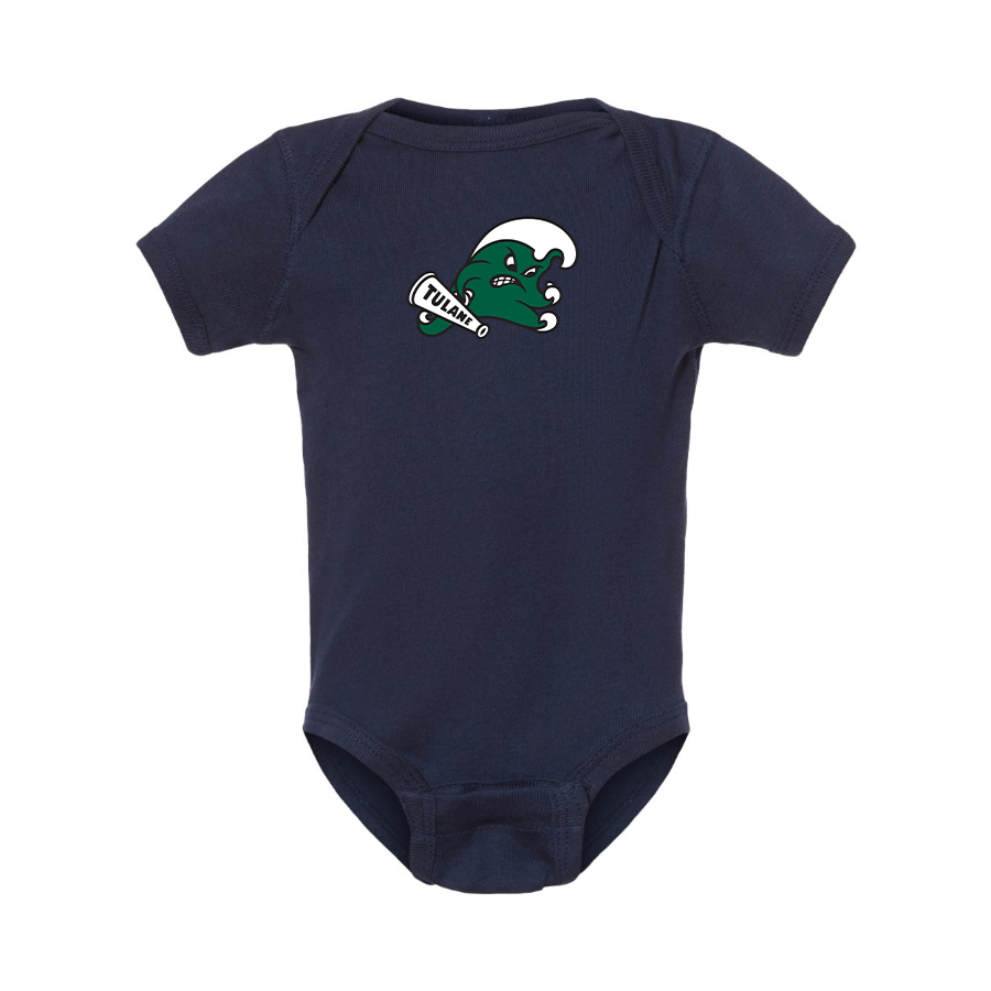 Tulane Green Wave Logo  Baby Onesie Romper