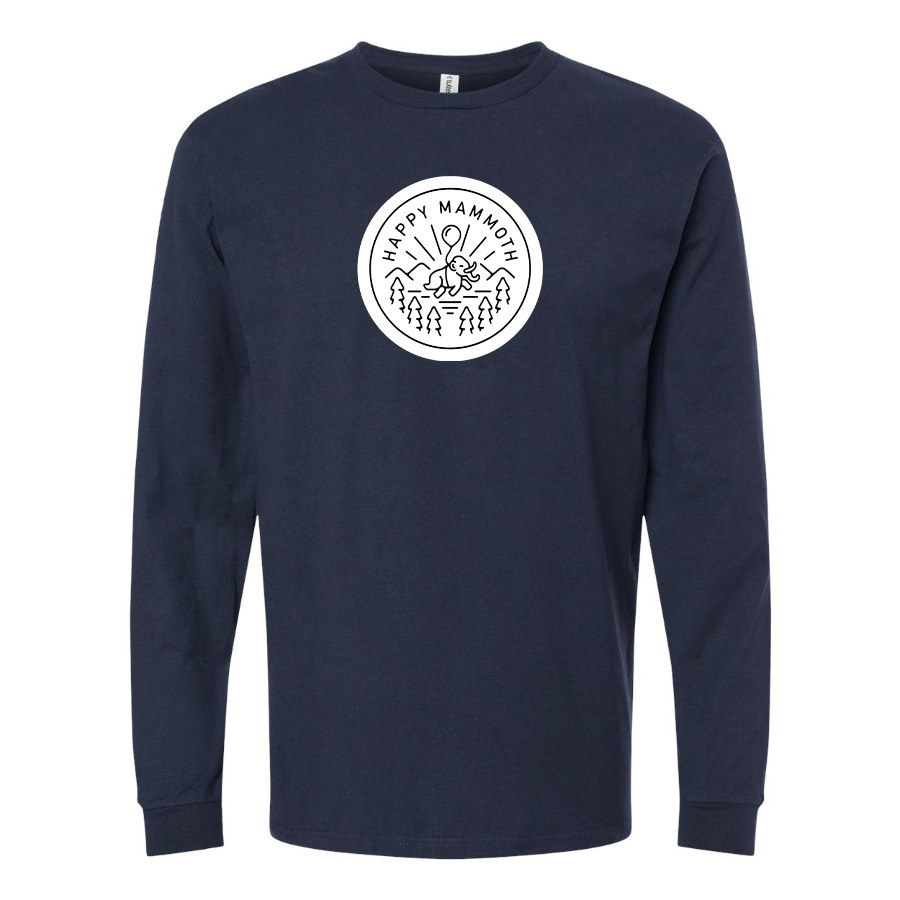 Men's Happy Mammoth Logo Cotton Long Sleeve T-Shirt