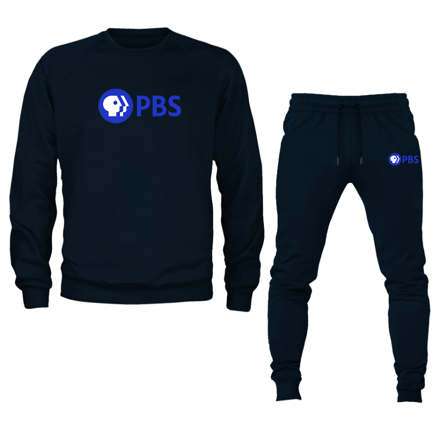 Men's  PBS Blue Crewneck Sweatshirt Joggers Suit