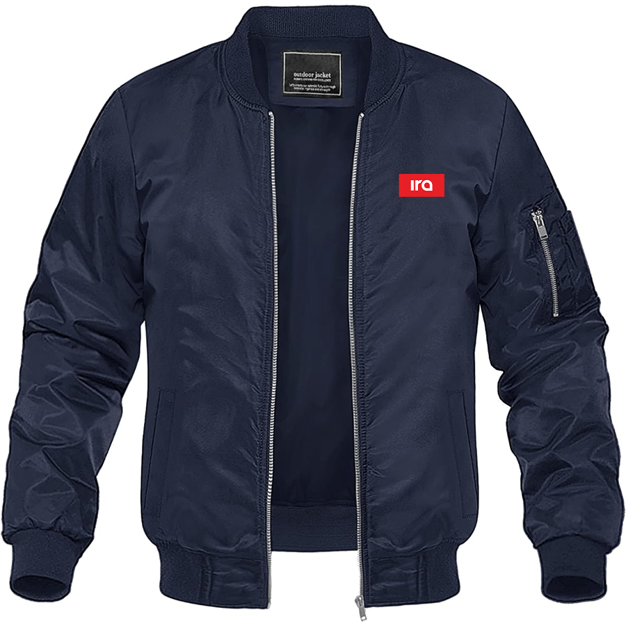 Men's IRA Logo Lightweight Bomber Jacket Windbreaker Softshell Varsity Jacket Coat