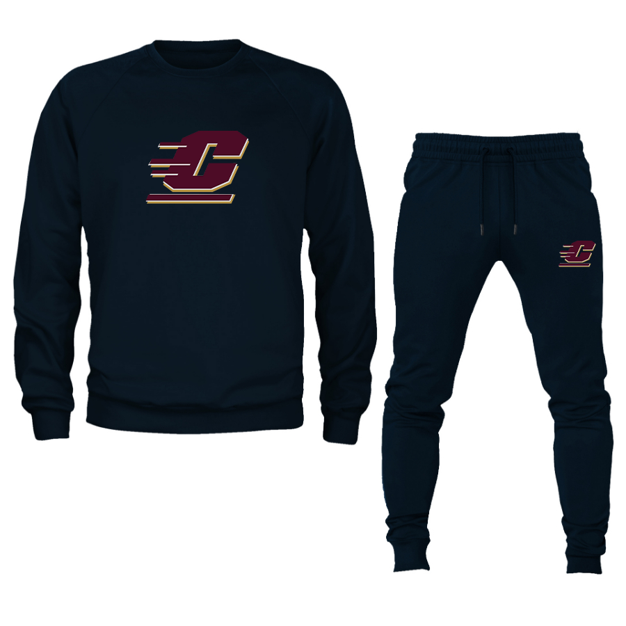 Men's Central Michigan Chippewas Crewneck Sweatshirt Joggers Suit