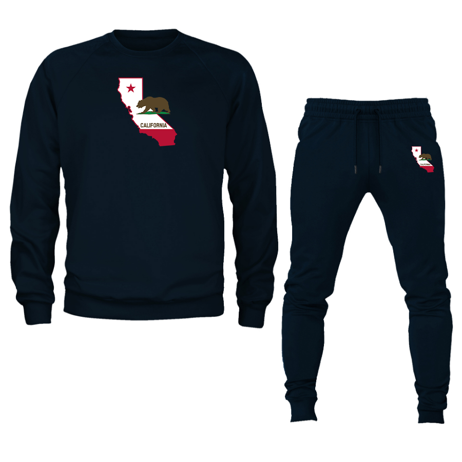 Men's California Bear Map  Crewneck Sweatshirt Joggers Suit