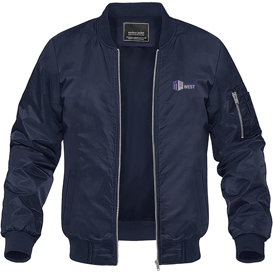 Men's Mountain West Conference  Logo Lightweight Bomber Jacket Windbreaker Softshell Varsity Jacket Coat