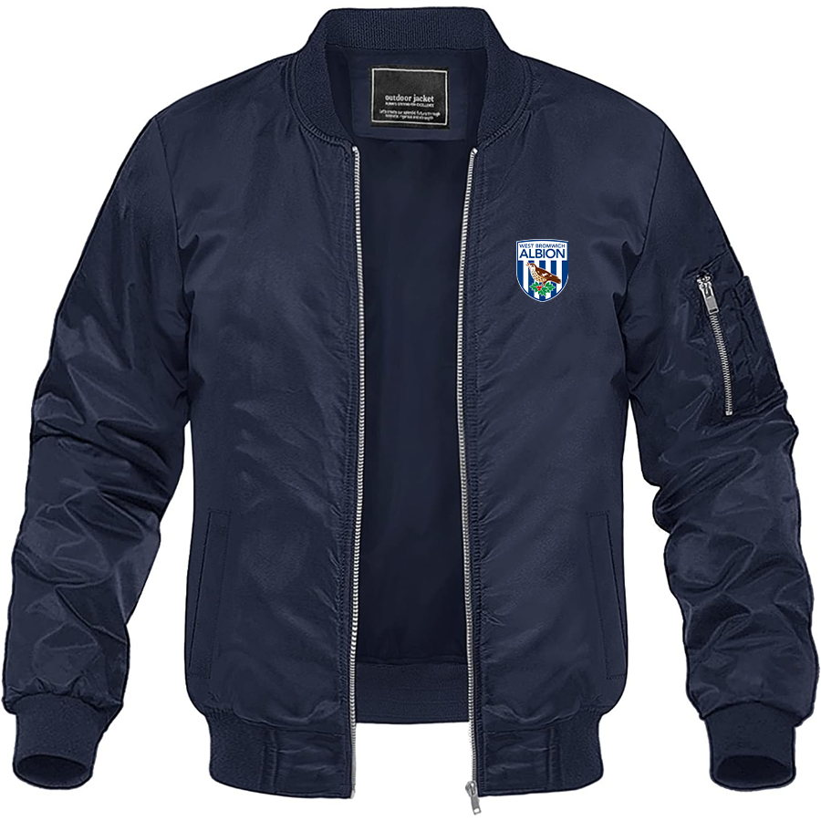 Men's West Bromwich Albion Soccer Lightweight Bomber Jacket Windbreaker Softshell Varsity Jacket Coat
