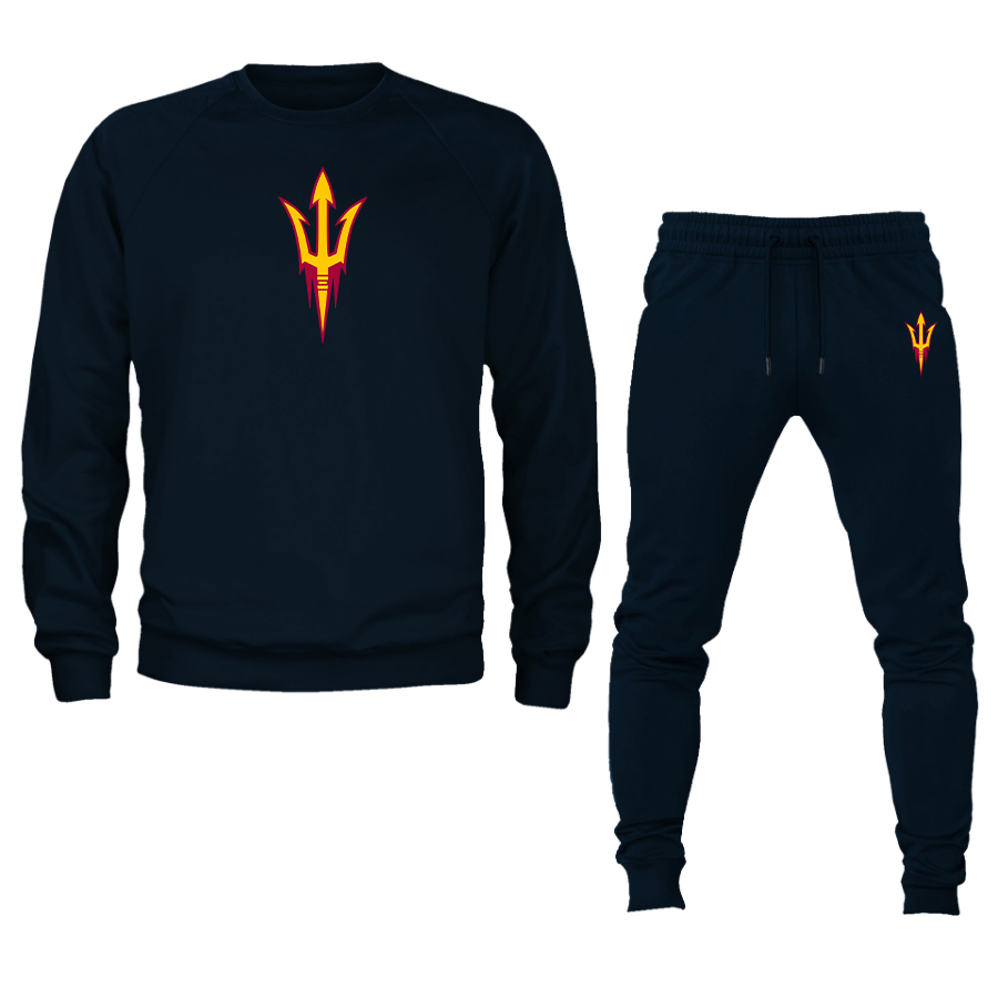 Men's  Arizona State Sun Devils Crewneck Sweatshirt Joggers Suit