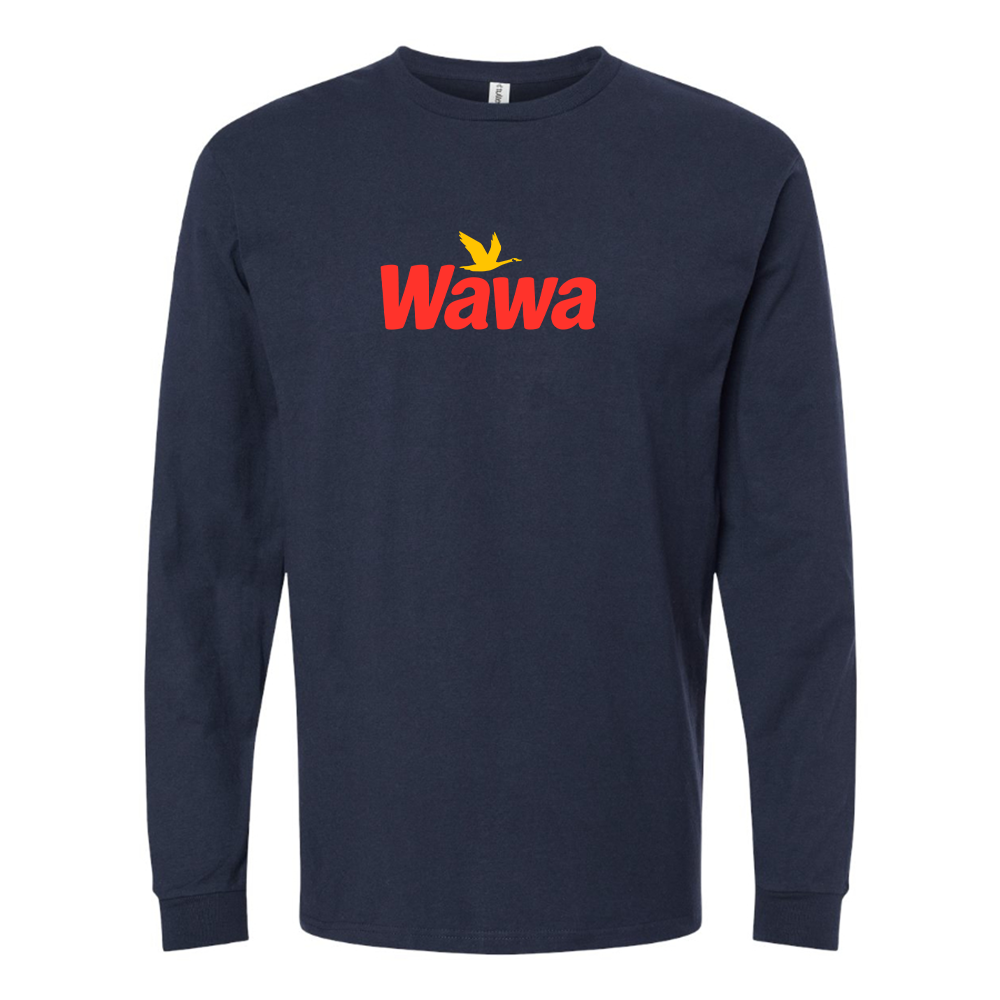 Men's Wawa Gas Station Logo Cotton Long Sleeve T-Shirt