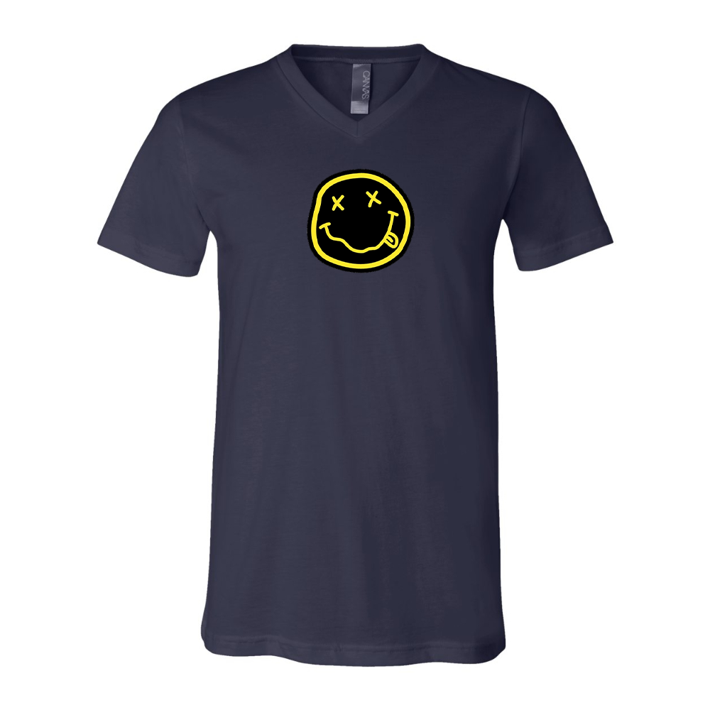 Nirvana Yellow and Black Face BELLA  CANVAS - Jersey V-Neck T-Shirt