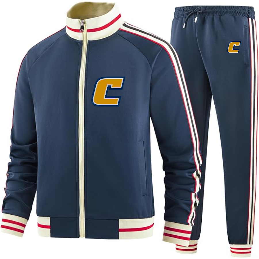 Men's Chattanooga Mocs Two Piece Designer Tracksuit with Bold Striped Accents and Zippered Front Elevated Athletic