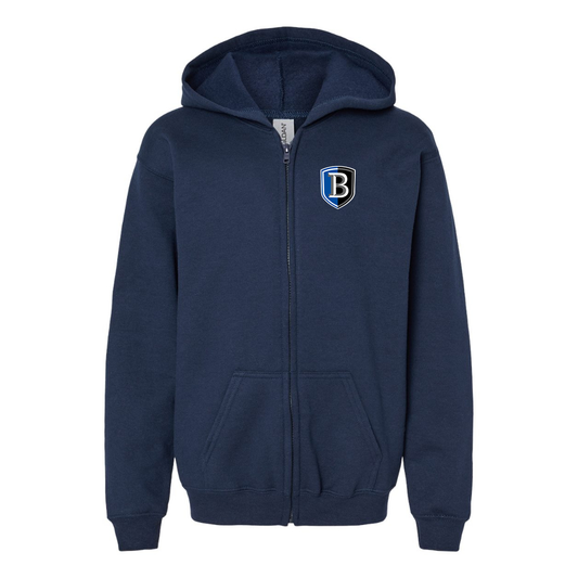 Youth  Bentley Falcons Gildan Heavy Blend Full Zip Hooded Sweatshirt