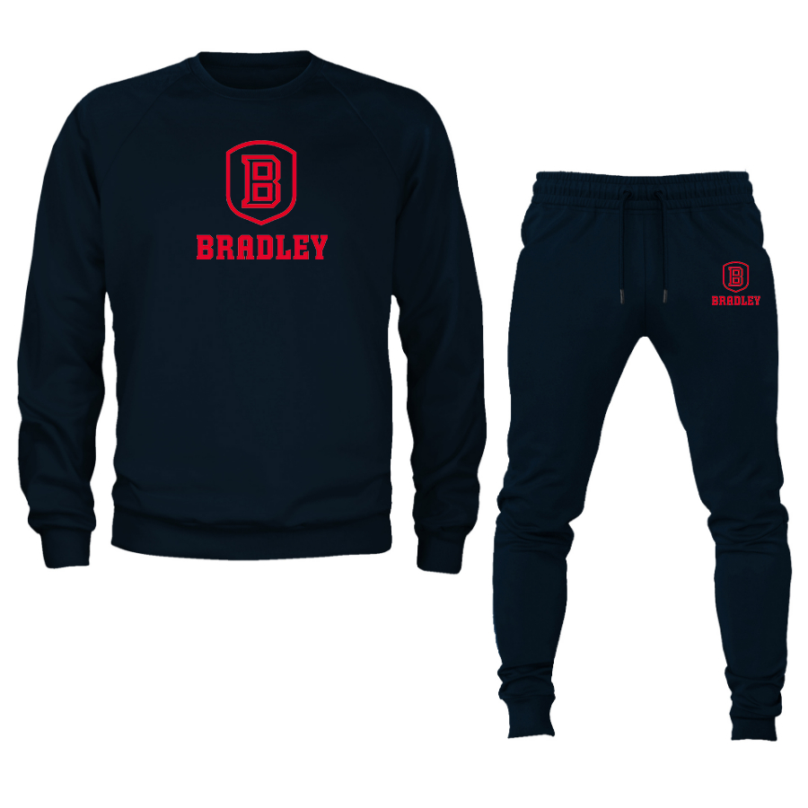 Men's Bradley Braves  Crewneck Sweatshirt Joggers Suit