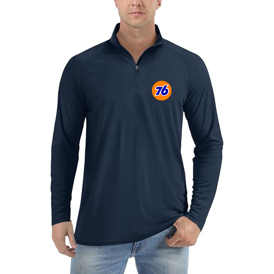 Men's 76 Gas Station  Lightweight Quarter-Zip Athletic Shirt Long Sleeve Performance Wear