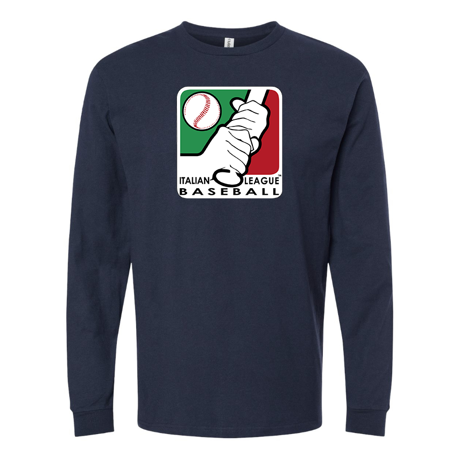 Men's Italian Baseball League Logo Cotton Long Sleeve T-Shirt