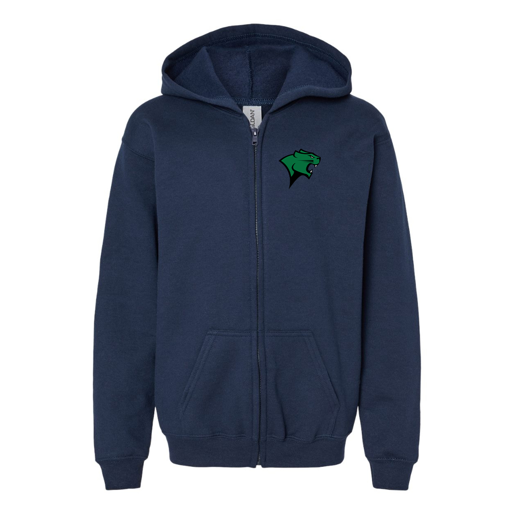 Youth Chicago State Cougars  Gildan Heavy Blend Full Zip Hooded Sweatshirt