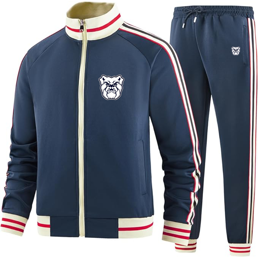 Men's Butler Bulldogs  Two Piece Designer Tracksuit with Bold Striped Accents and Zippered Front Elevated Athletic