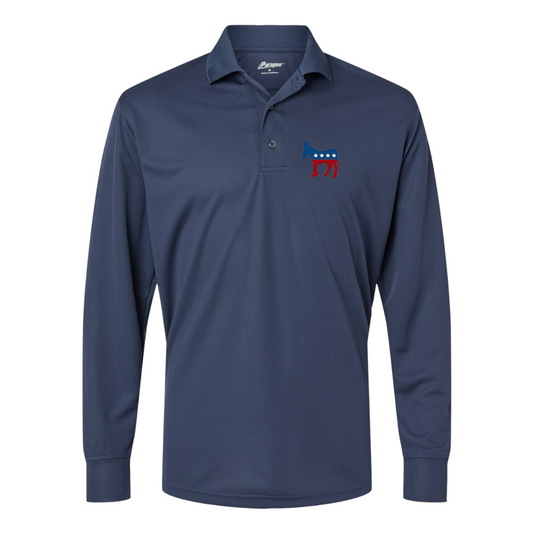 Men's Democrat Election Symbol Paragon Prescott Long Sleeve Polo