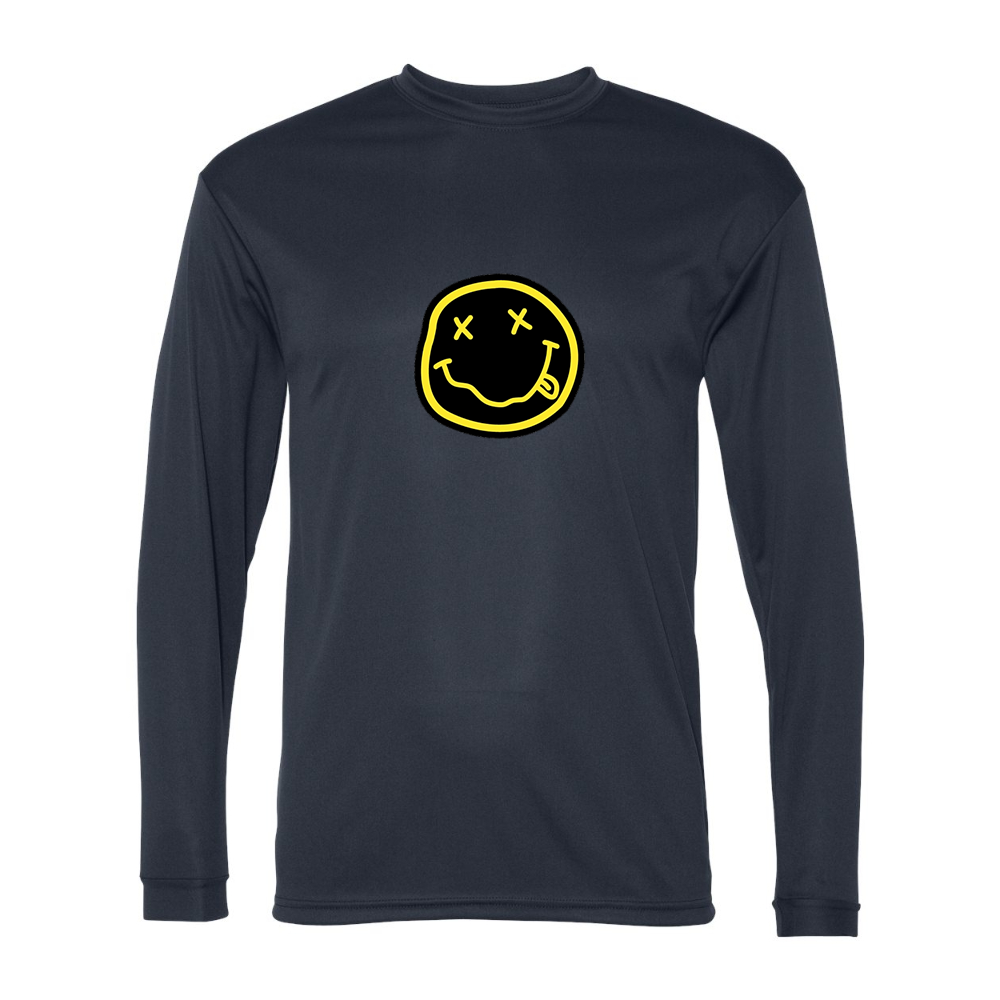 Men's Nirvana Yellow and Black Face Performance Long Sleeve T-Shirt