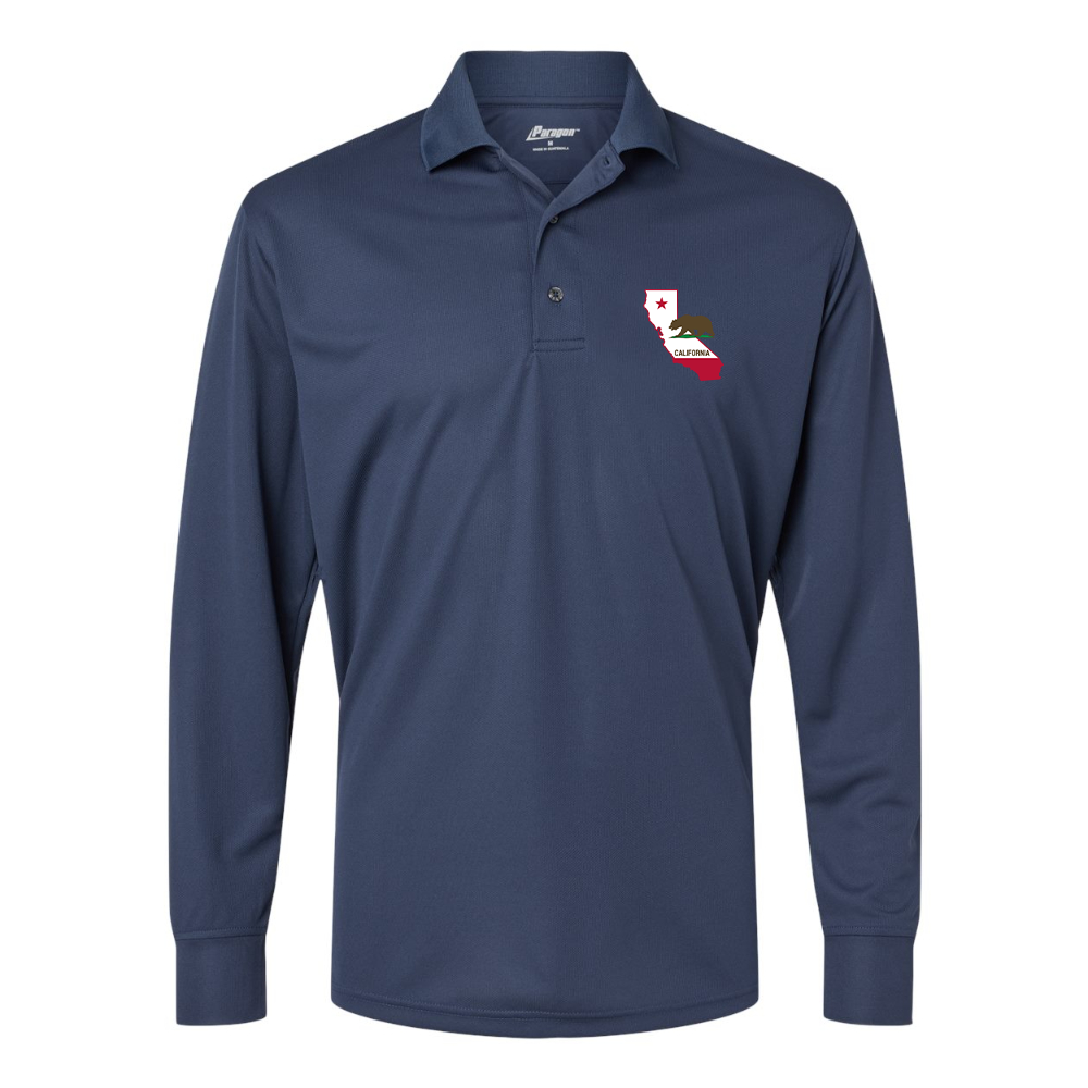 Men's  California Bear Map  Paragon Prescott Long Sleeve Polo
