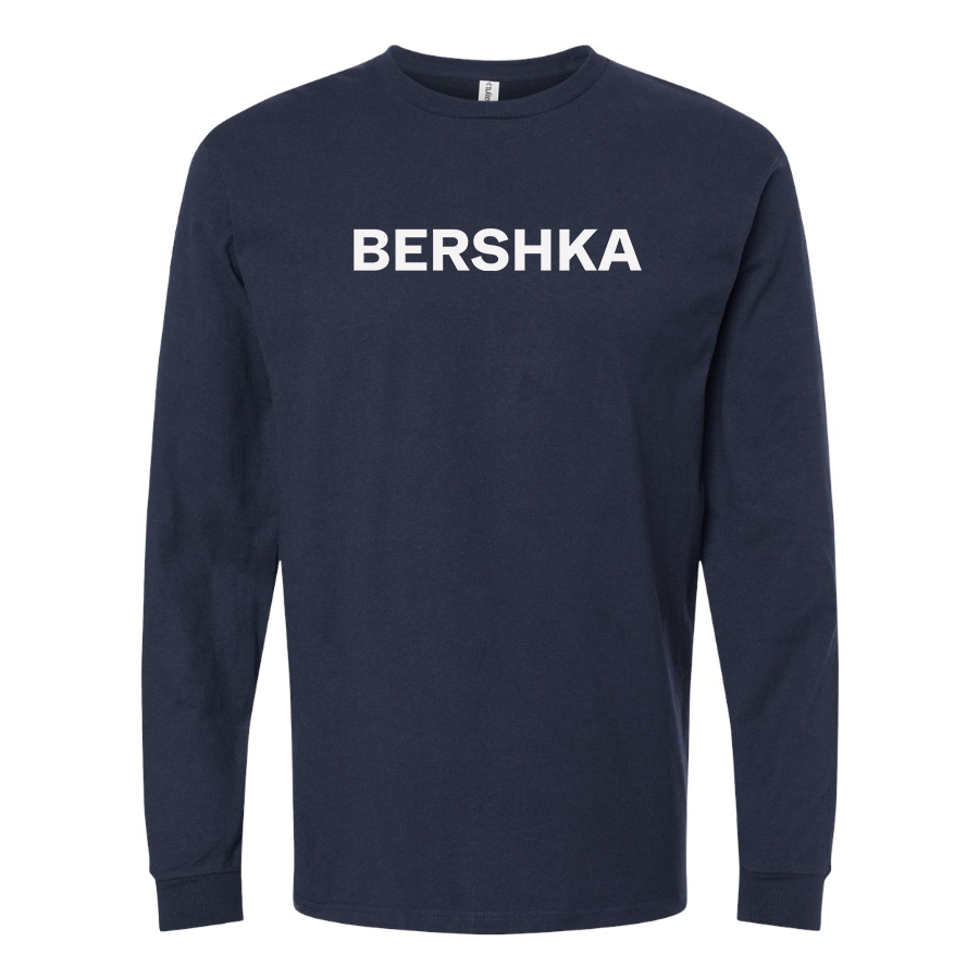 Men's Bershka Logo Cotton Long Sleeve T-Shirt