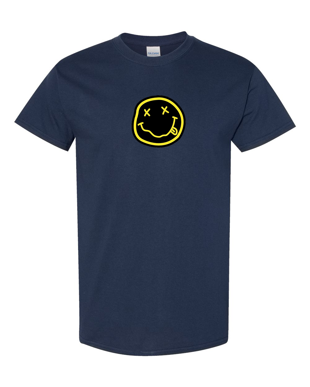 Men's Nirvana Yellow and Black Face Gildan Heavy Cotton T-Shirt