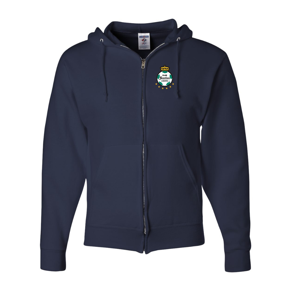 Men's Santos Laguna Soccer JERZEES NuBlend Full-Zip Hooded Sweatshirt