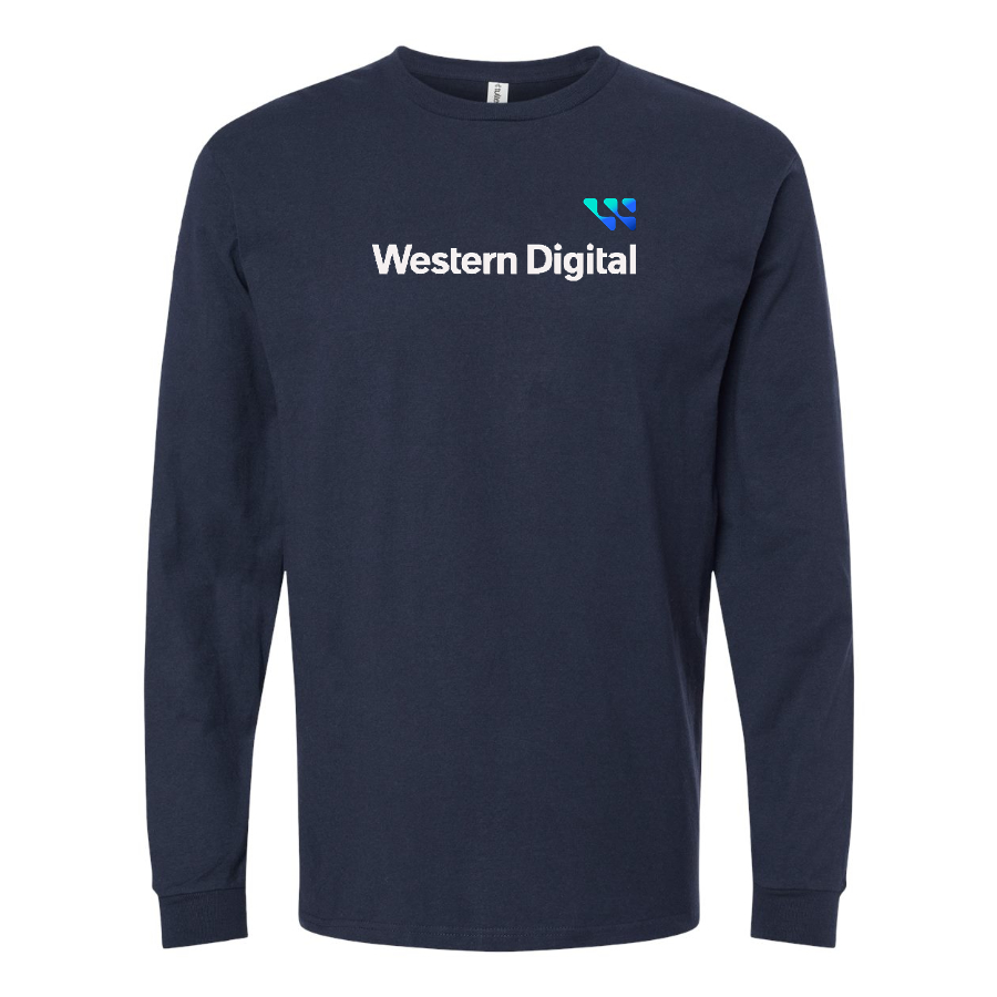 Men's Western Digital Logo Cotton Long Sleeve T-Shirt