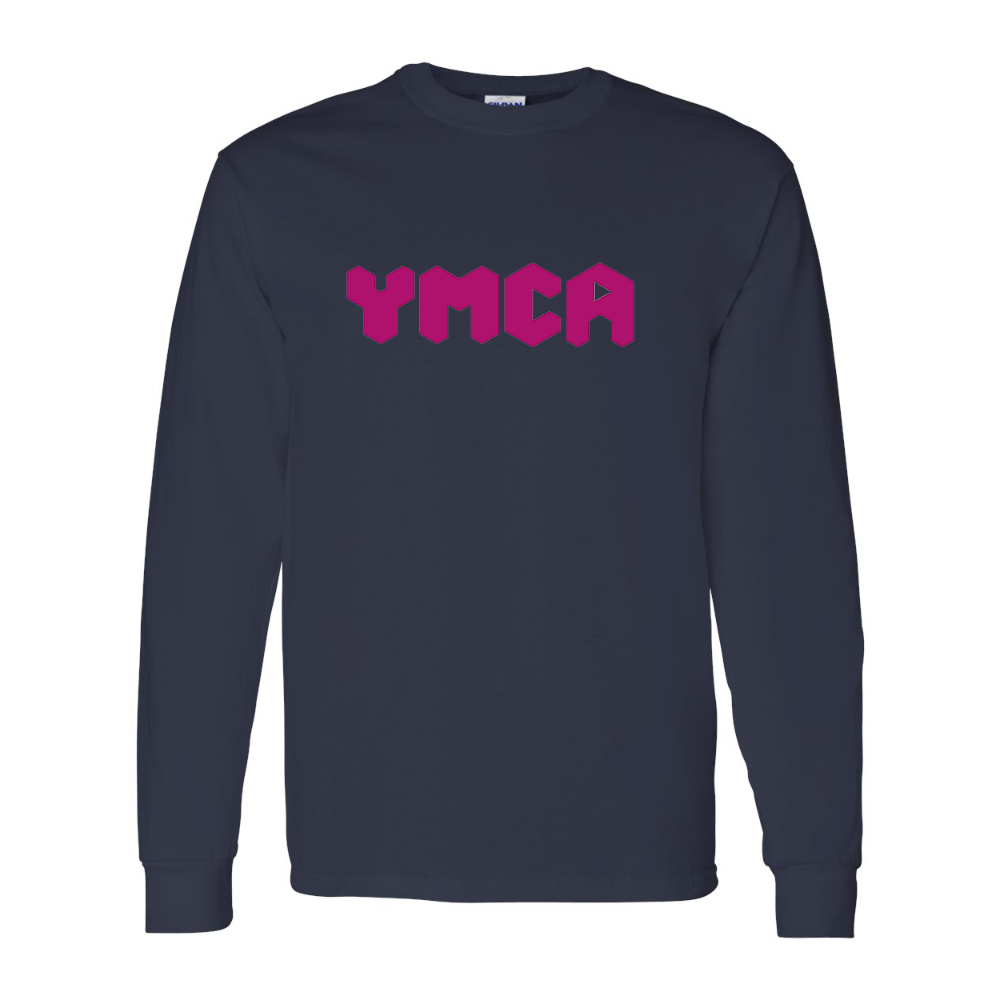 Men's  YMCA Mauve Gildan Heavy Cotton Long Sleeve T-Shirt
